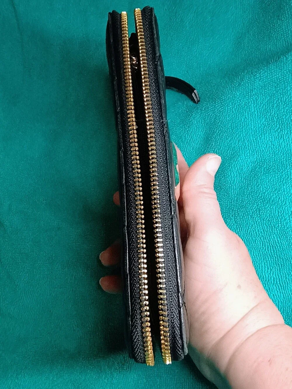 DKNY Quilted Black Zip Around Wallet